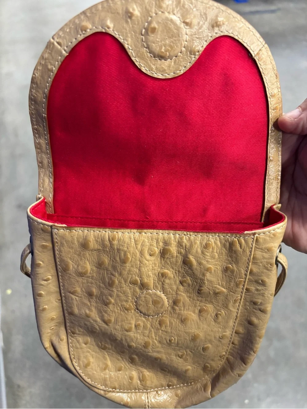 HOBO Ochre Ostrich-Embossed Crossbody Bag